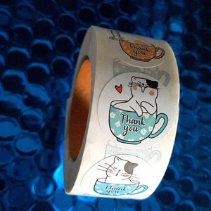 π NEW 500 pcs Cat Thank You Stickers 6 Designs